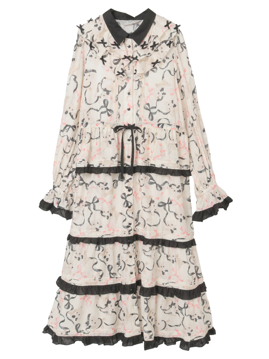 【alcali x Haruka Yoshizawa】マンチカンリボンワンピース 詳細画像 キナリ 4