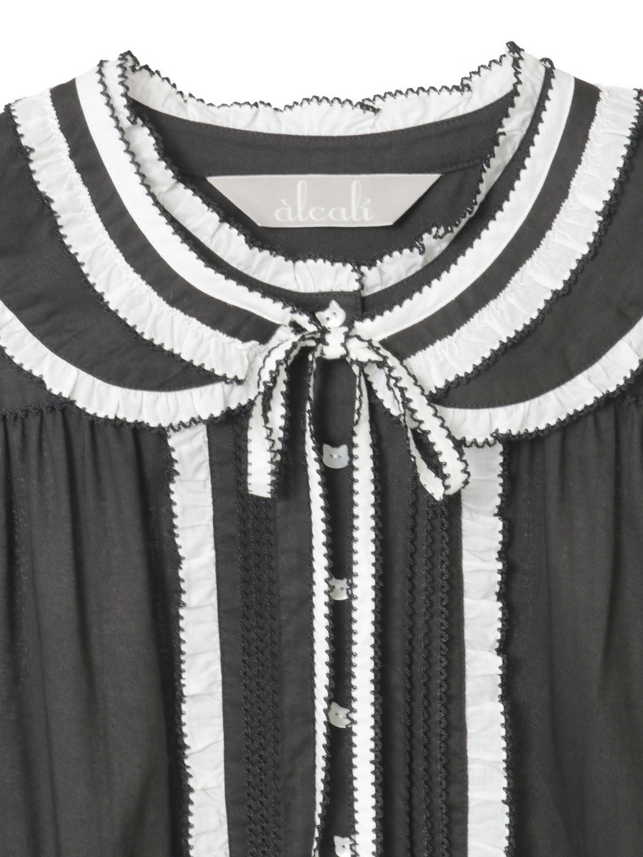 【alcali x Haruka Yoshizawa】猫耳付け襟ローンワンピース 詳細画像 ブラック 3