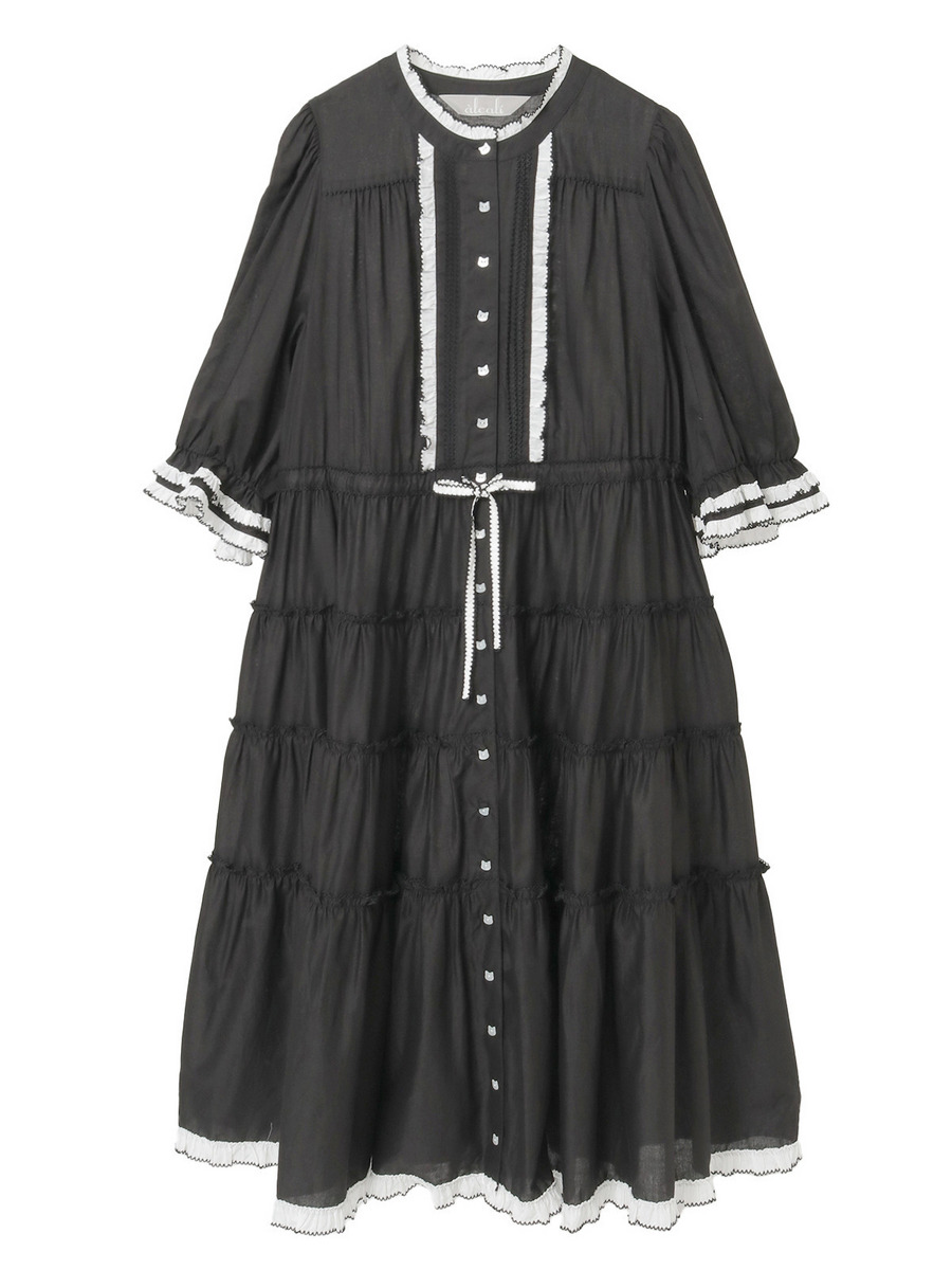 【alcali x Haruka Yoshizawa】猫耳付け襟ローンワンピース 詳細画像 ブラック 8