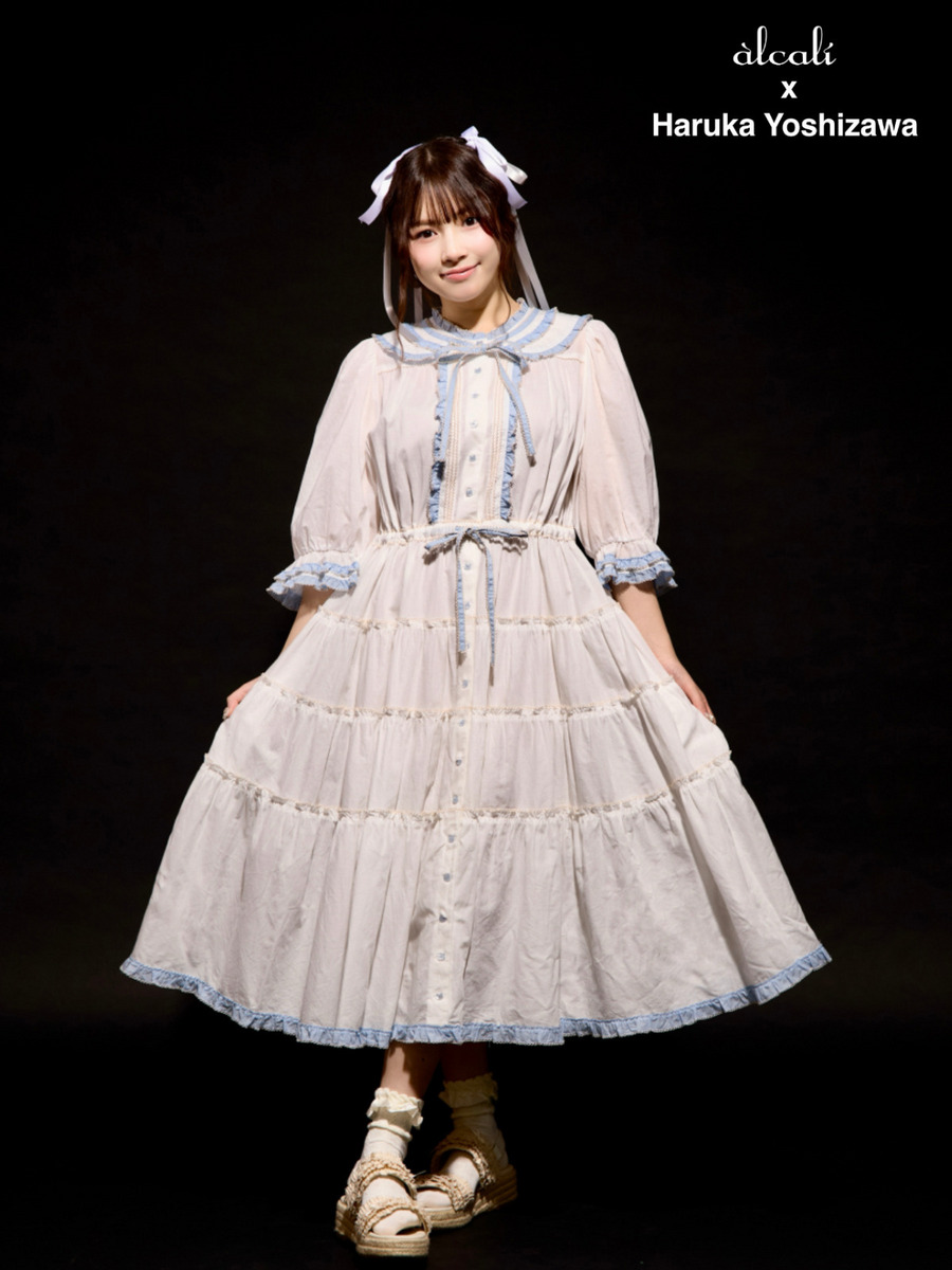 【alcali x Haruka Yoshizawa】猫耳付け襟ローンワンピース 詳細画像 オフホワイト 1