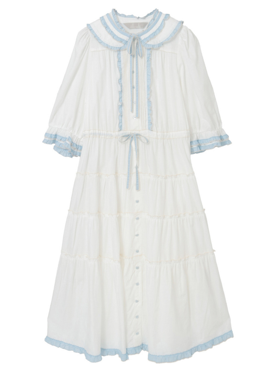 【alcali x Haruka Yoshizawa】猫耳付け襟ローンワンピース 詳細画像 オフホワイト 3