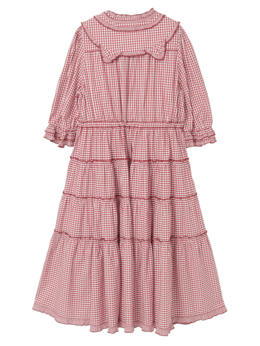 【alcali x Haruka Yoshizawa】猫耳付け襟チェックワンピース 詳細画像 レッド 2