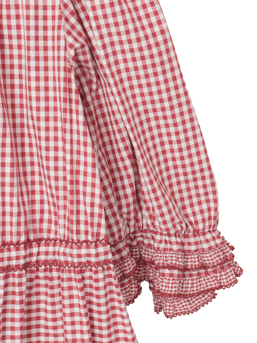 【alcali x Haruka Yoshizawa】猫耳付け襟チェックワンピース 詳細画像 レッド 5