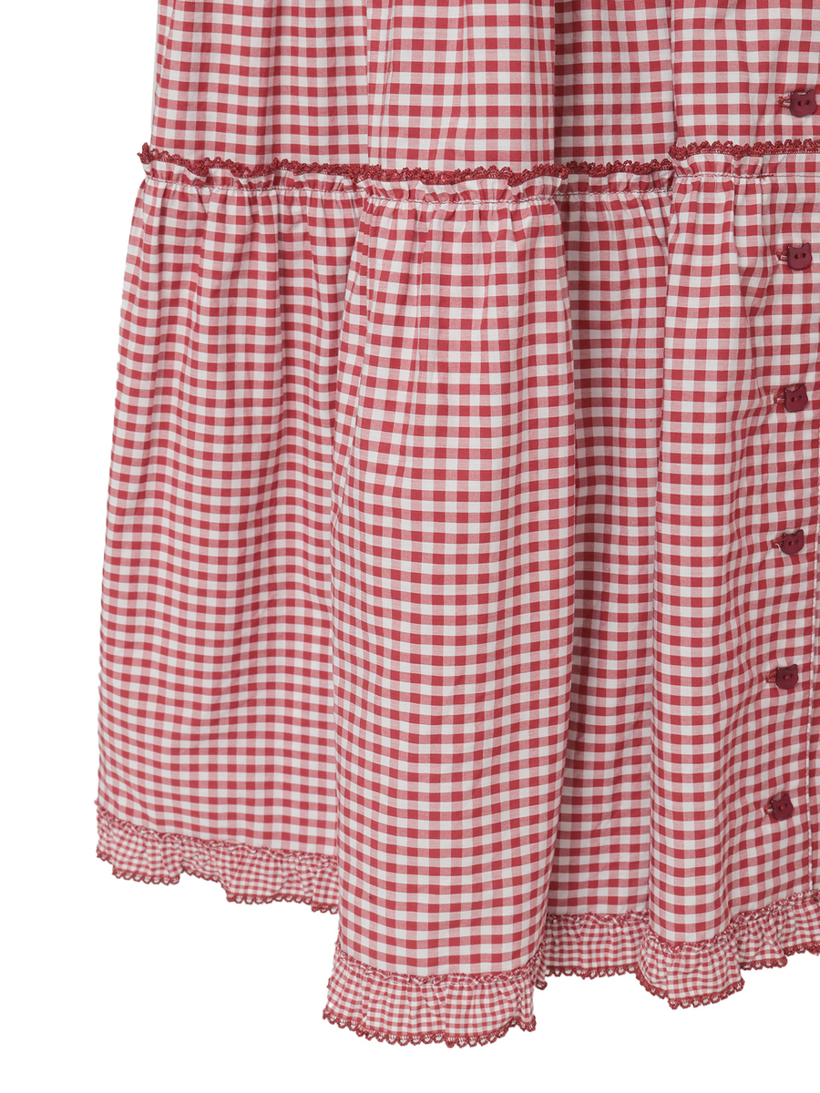 【alcali x Haruka Yoshizawa】猫耳付け襟チェックワンピース 詳細画像 レッド 6