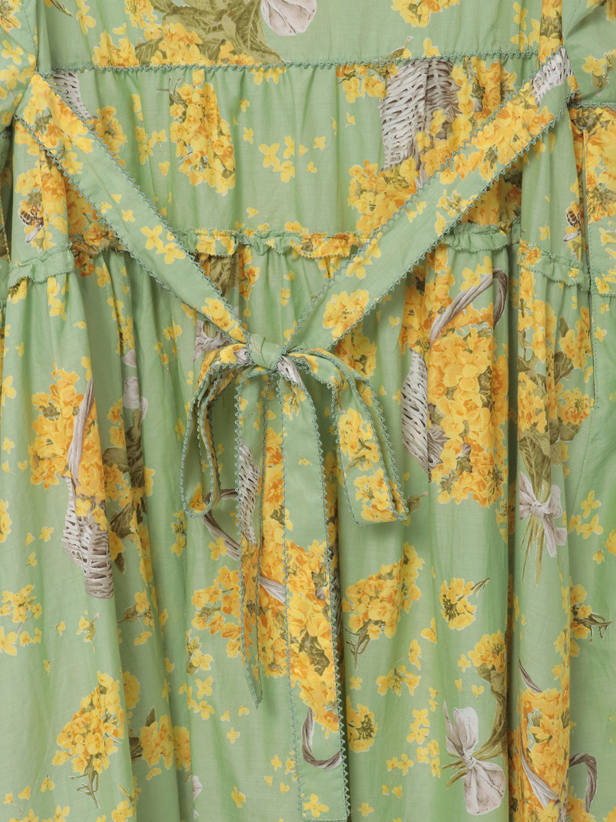 なのはなプリントミディワンピース 詳細画像 ミントグリーン 6