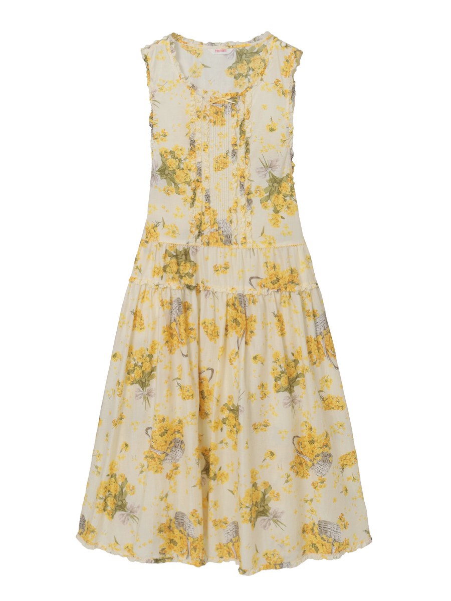 なのはなプリントミディワンピース 詳細画像 クリーム 1