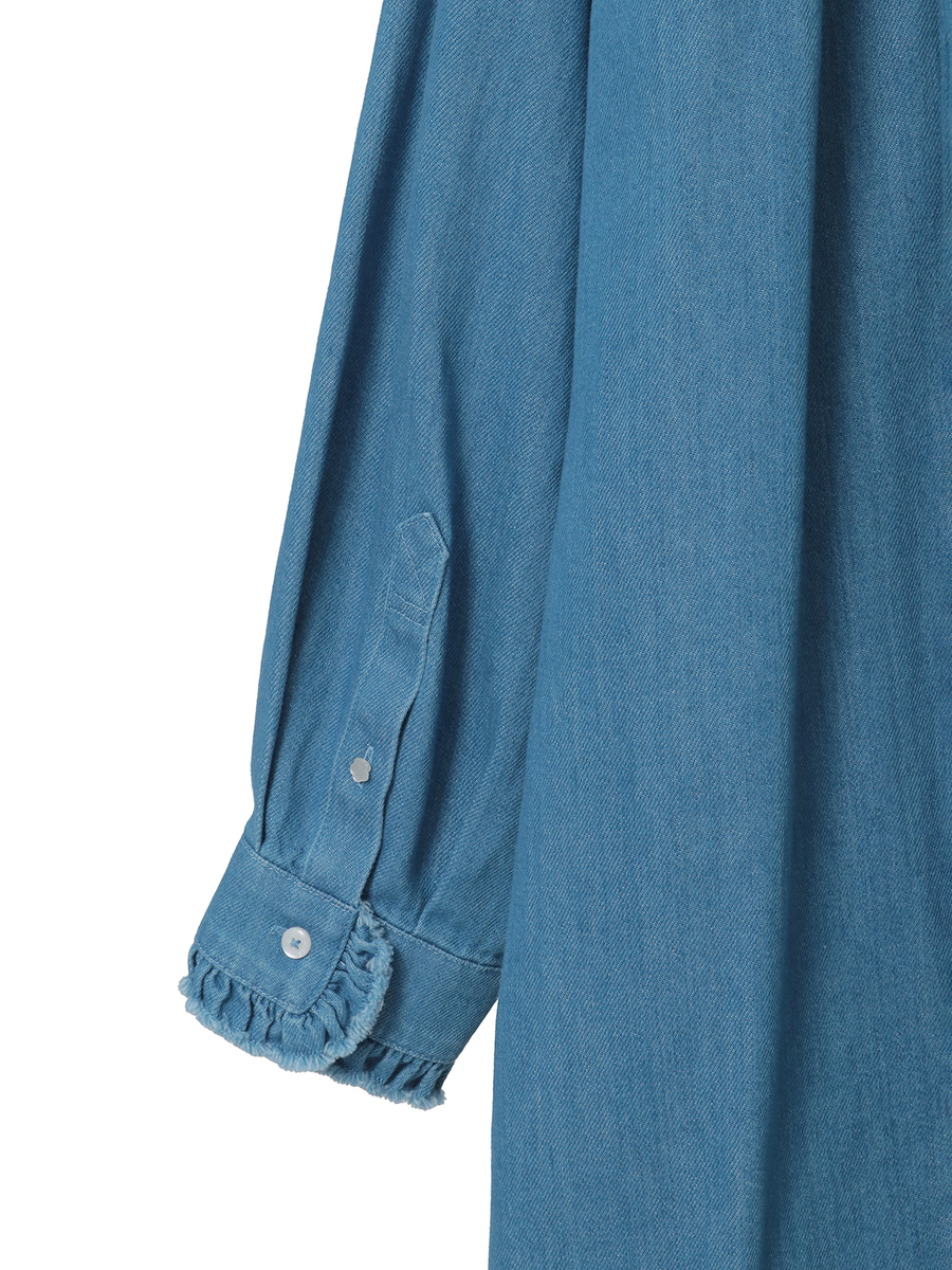 ムラ糸デニムシャツワンピース 詳細画像 シロ 6