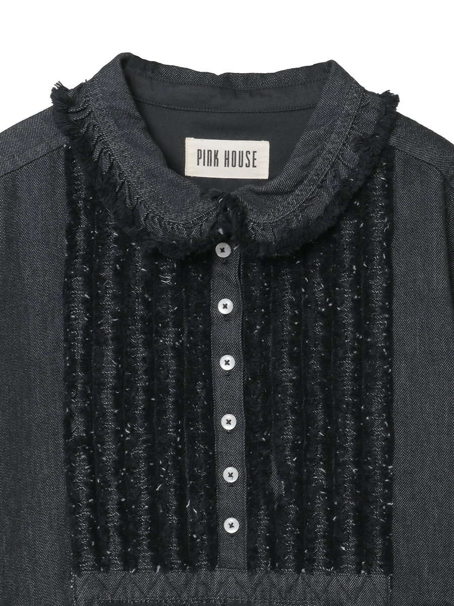 ムラ糸デニムシャツワンピース 詳細画像 シロ 7