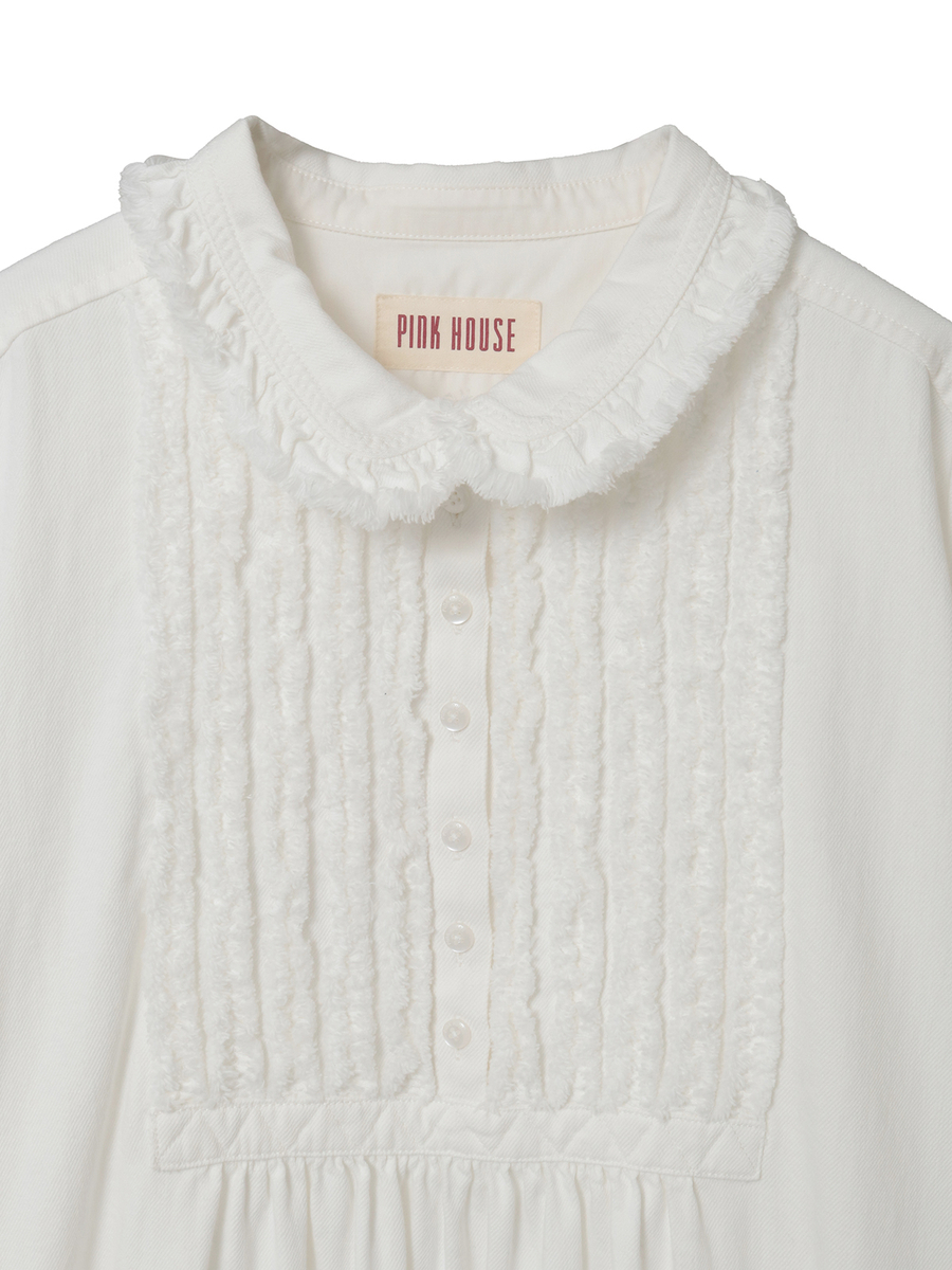 ムラ糸デニムシャツワンピース 詳細画像 シロ 8