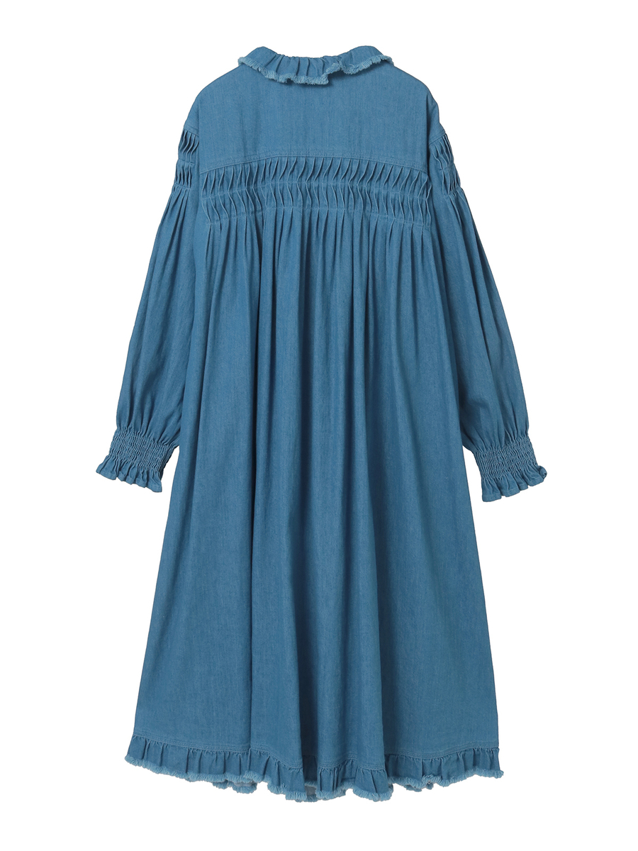 ムラ糸デニムミディワンピース 詳細画像 クロ 2