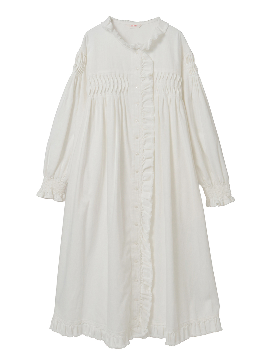 ムラ糸デニムミディワンピース 詳細画像 シロ 1