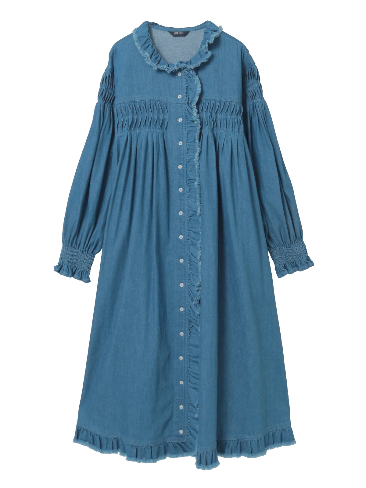 THIRD MAGAZINE 80Zムラ糸デニムワンピース　ロングワンピース ムラ糸デニムミディワンピース｜ピンクハウスオフィシャルオンライン