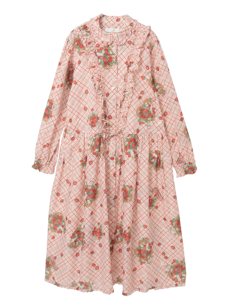 苺リースプリントミディワンピース