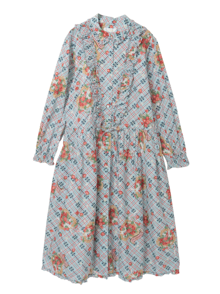 苺リースプリントミディワンピース