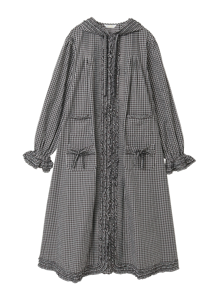 オリジナルチェックフード付きワンピース