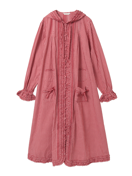 オリジナルチェックフード付きワンピース