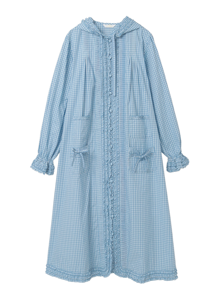 オリジナルチェックフード付きワンピース