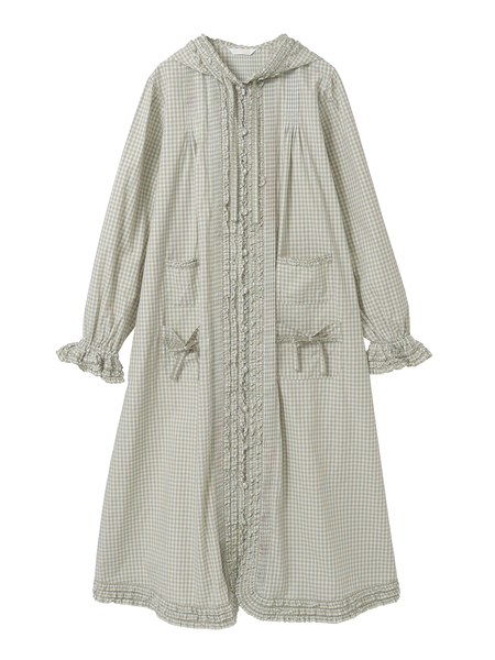 オリジナルチェックフード付きワンピース