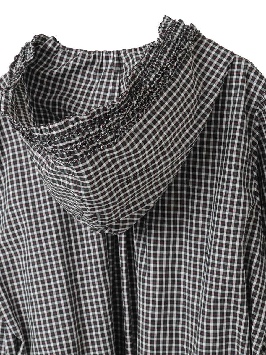 オリジナルチェックフード付きワンピース 詳細画像 ピンク系 10