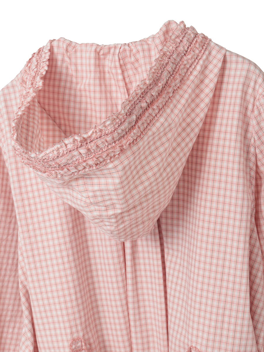 オリジナルチェックフード付きワンピース 詳細画像 ピンク系 12