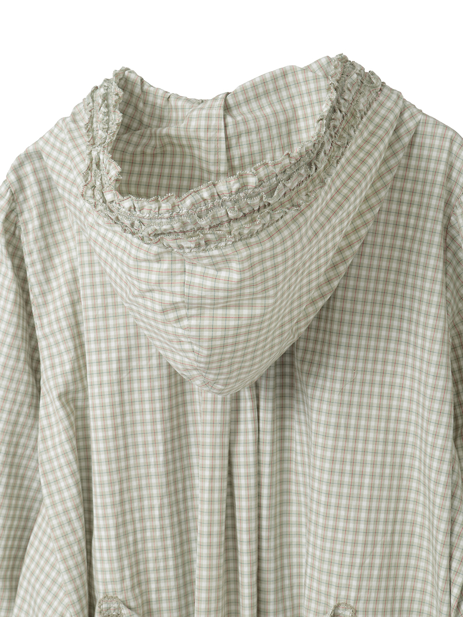 オリジナルチェックフード付きワンピース 詳細画像 ピンク系 7