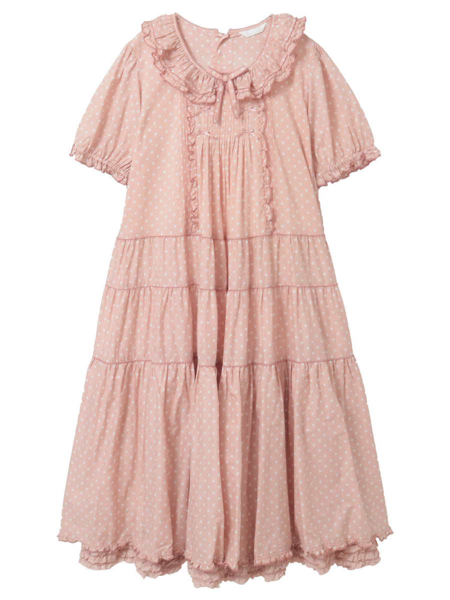 ペチ付きミディワンピース 詳細画像 ピンク&times;シロ 1