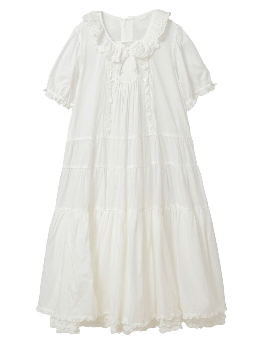 ペチ付きミディワンピース 詳細画像 シロ無地 1