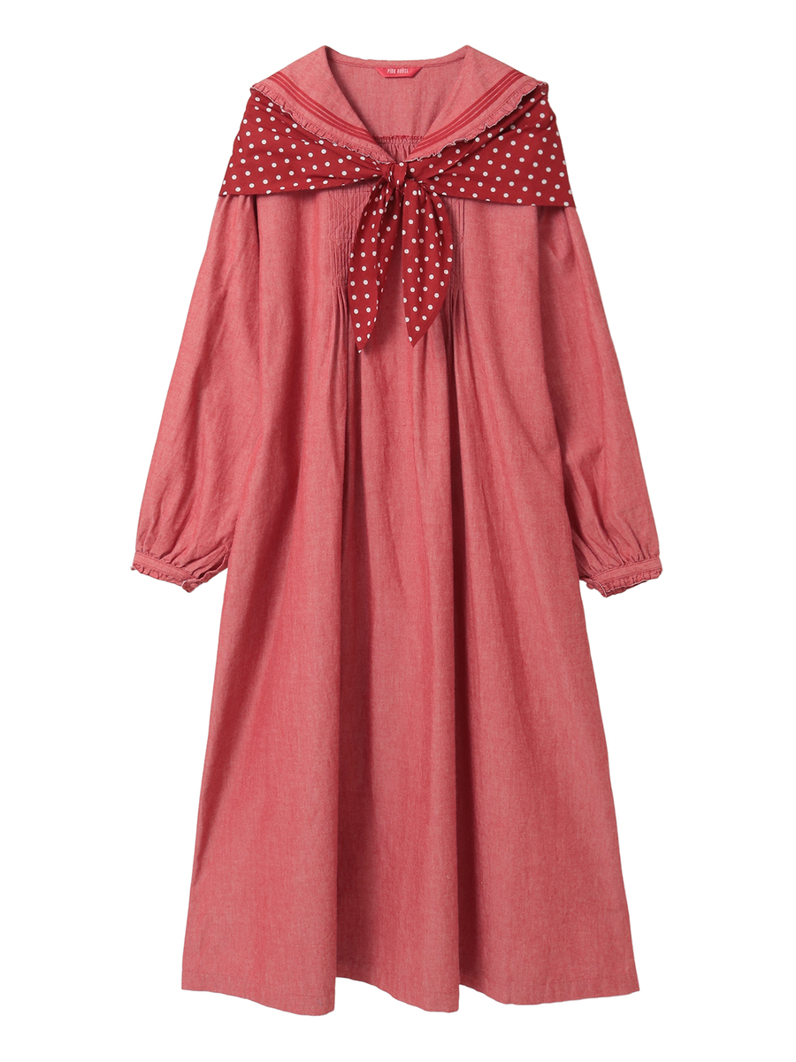 水玉スカーフ付きダンガリーセーラーワンピース 詳細画像 ブリーチ 1