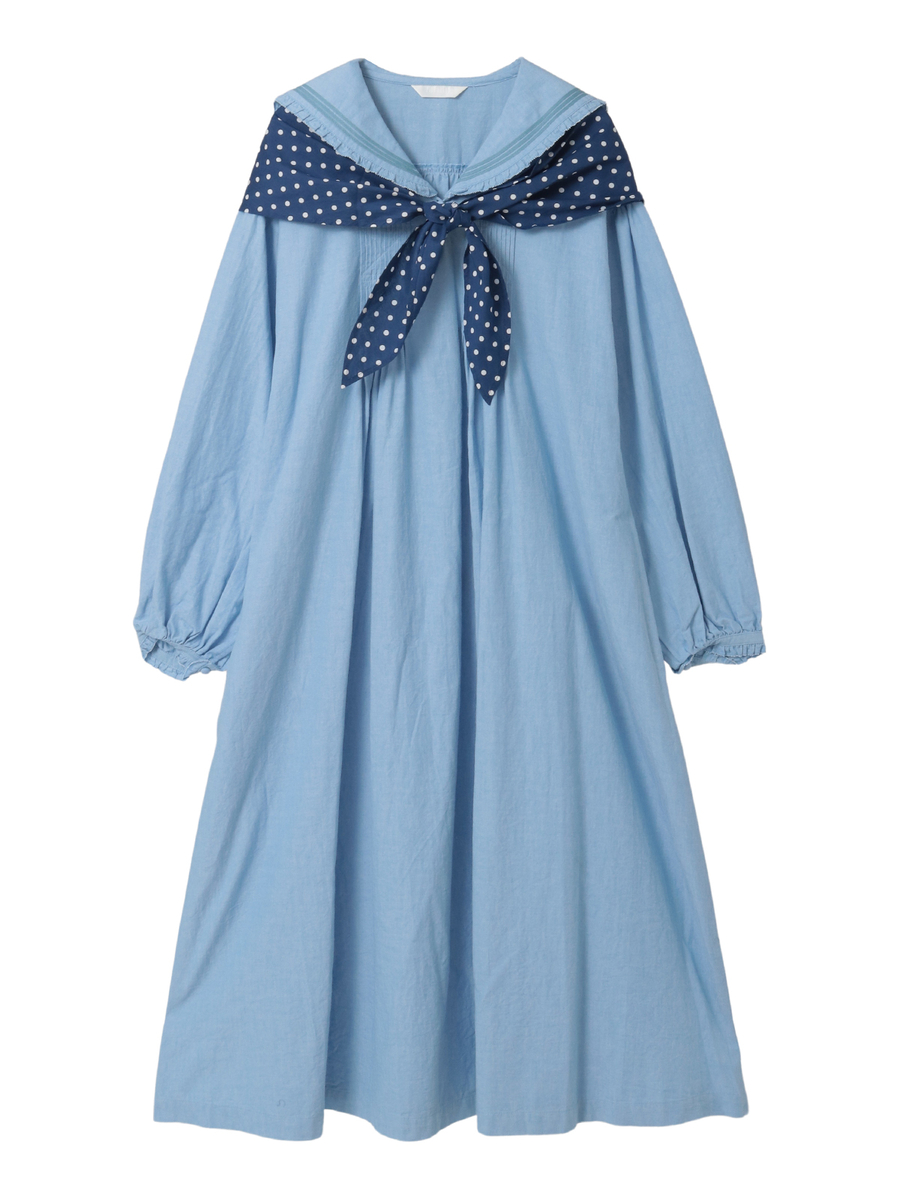 水玉スカーフ付きダンガリーセーラーワンピース 詳細画像 ブリーチ 1