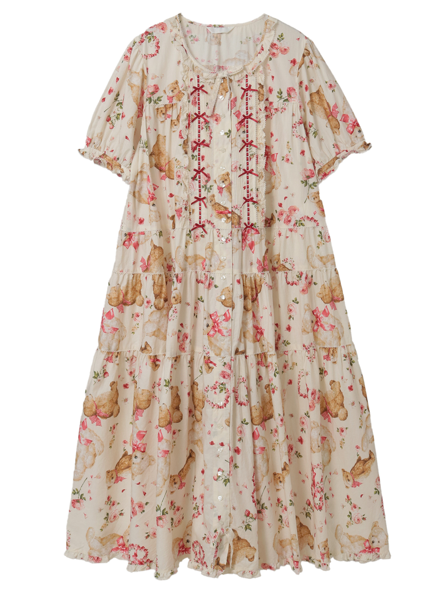 テディローズプリントミディワンピース 詳細画像 バニラ 1