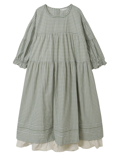 ギンガムチェックレイヤードワンピース