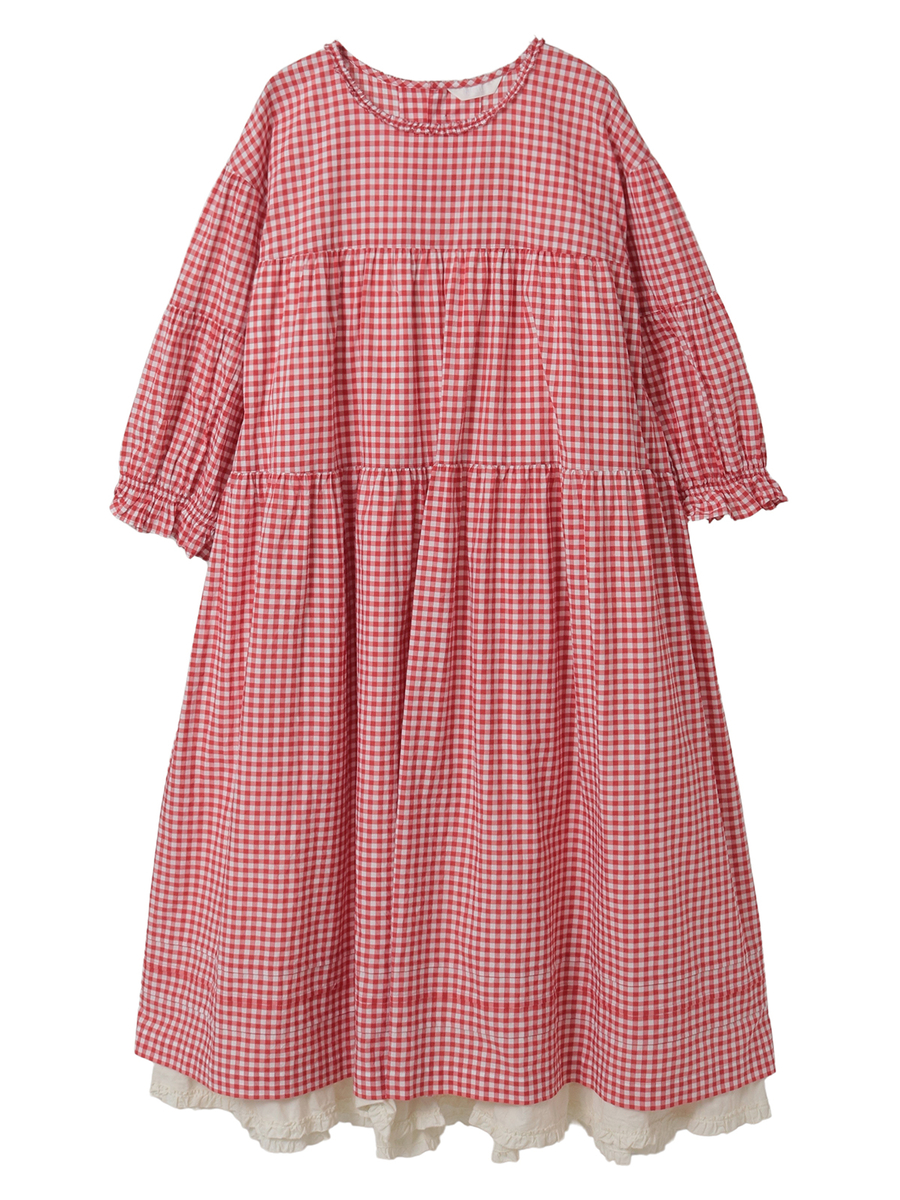 ギンガムチェックレイヤードワンピース 詳細画像 バイオレット 1