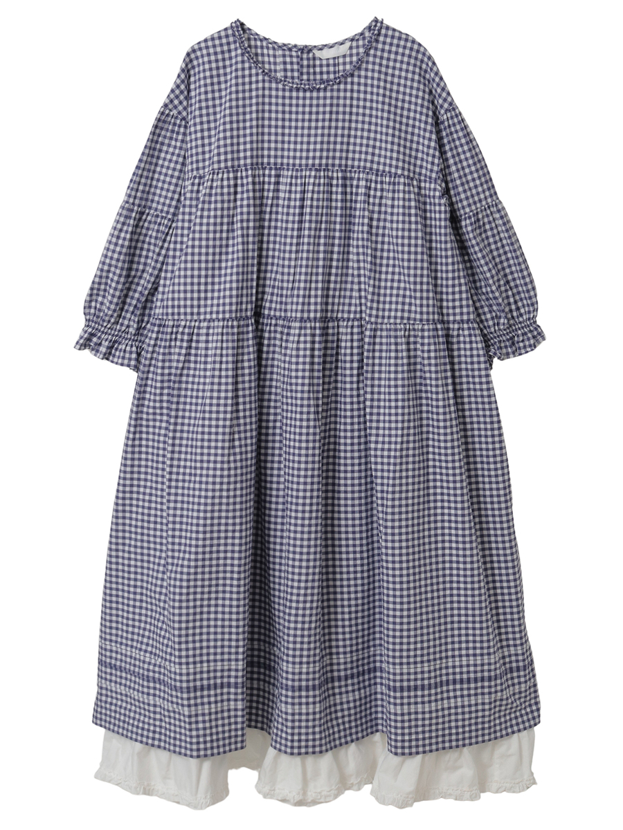 ギンガムチェックレイヤードワンピース 詳細画像 バイオレット 1