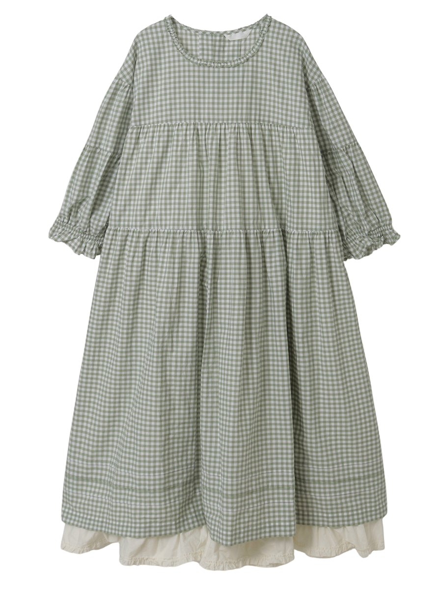 ギンガムチェックレイヤードワンピース 詳細画像 ハッカ 1