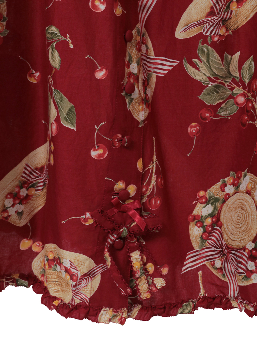 さくらんぼの日曜日プリントノースリーブワンピース 詳細画像 アカ 10