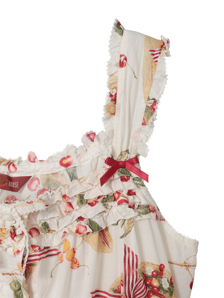 さくらんぼの日曜日プリントノースリーブワンピース 詳細画像 アカ 13