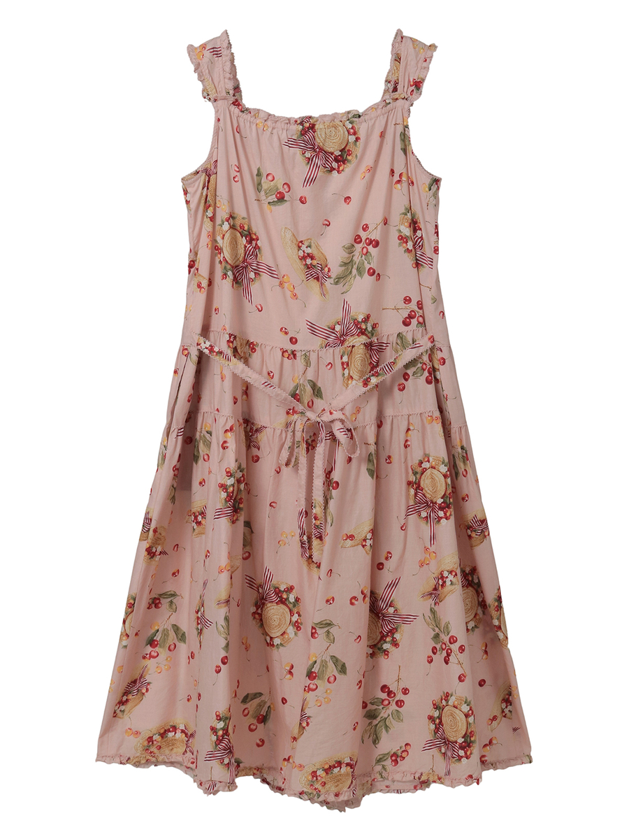 さくらんぼの日曜日プリントノースリーブワンピース 詳細画像 アカ 2