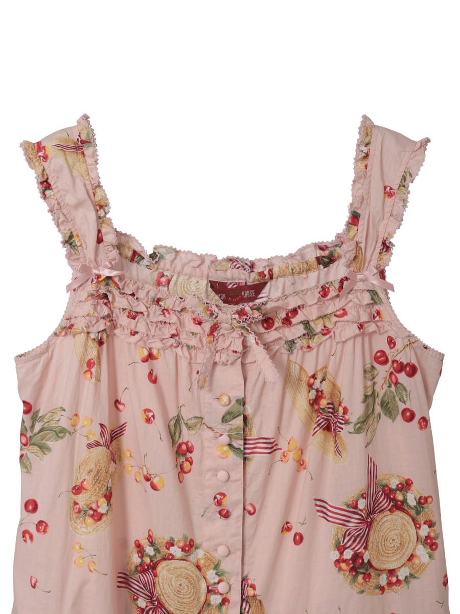 さくらんぼの日曜日プリントノースリーブワンピース 詳細画像 アカ 3
