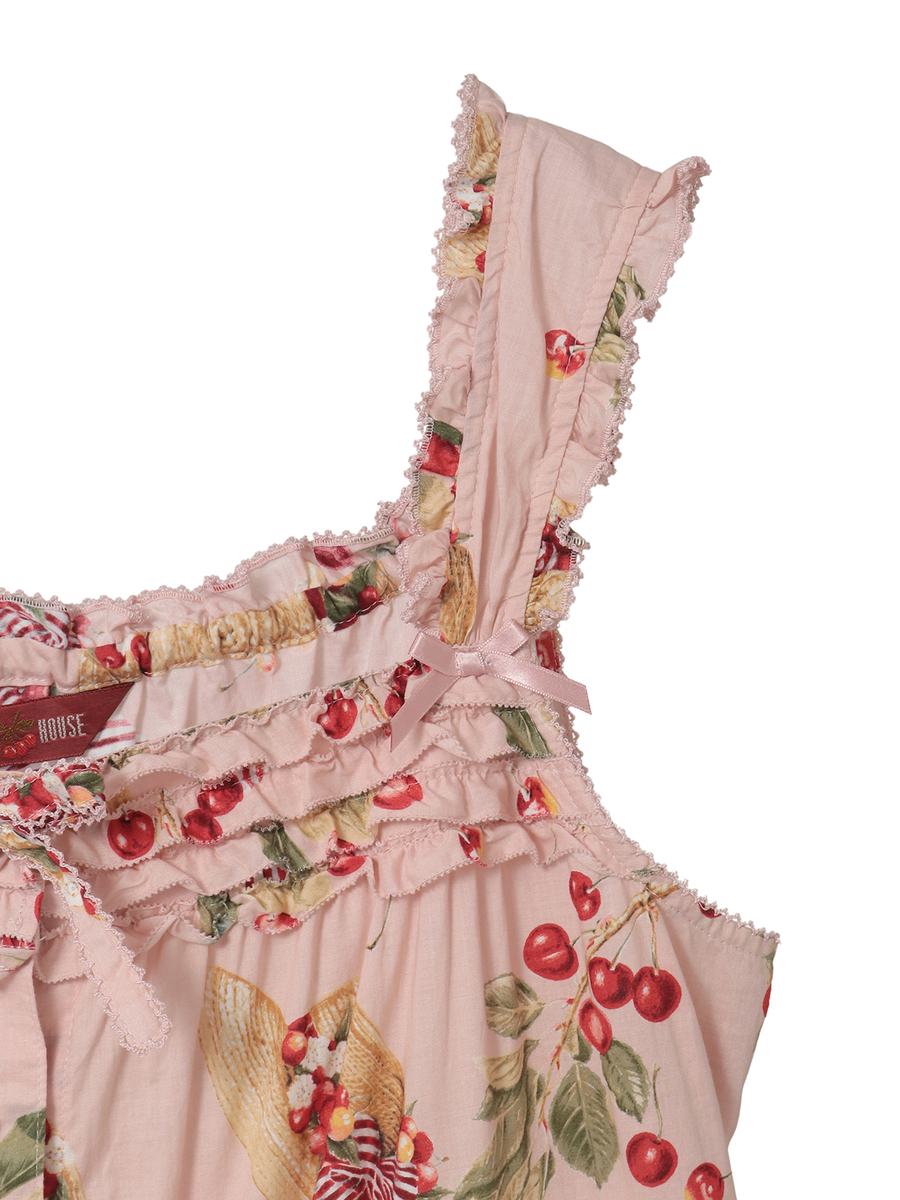 さくらんぼの日曜日プリントノースリーブワンピース 詳細画像 アカ 4