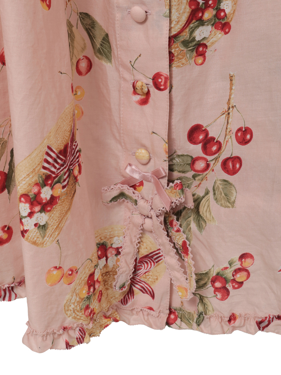 さくらんぼの日曜日プリントノースリーブワンピース 詳細画像 アカ 5