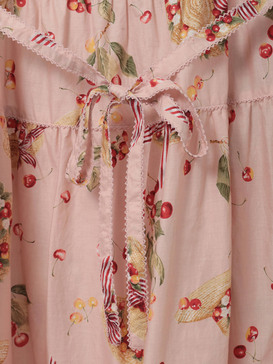 さくらんぼの日曜日プリントノースリーブワンピース 詳細画像 アカ 6