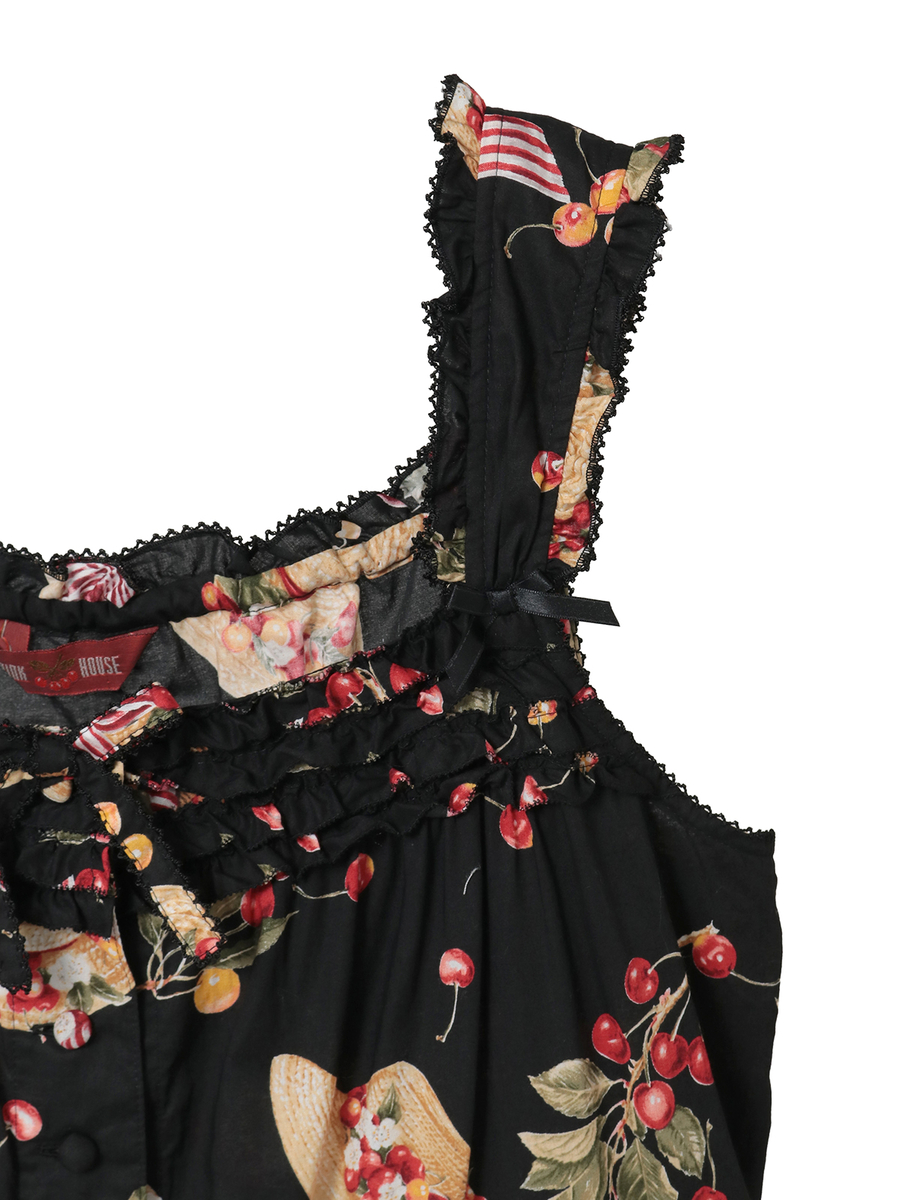 さくらんぼの日曜日プリントノースリーブワンピース 詳細画像 アカ 7