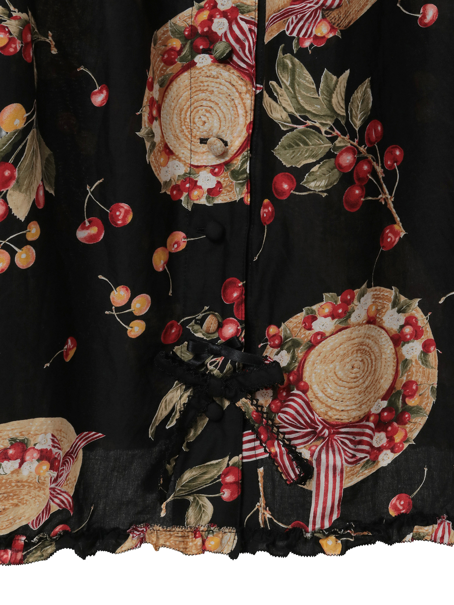 さくらんぼの日曜日プリントノースリーブワンピース 詳細画像 アカ 8