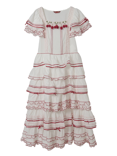 さくらんぼモチーフ使いフリルワンピース