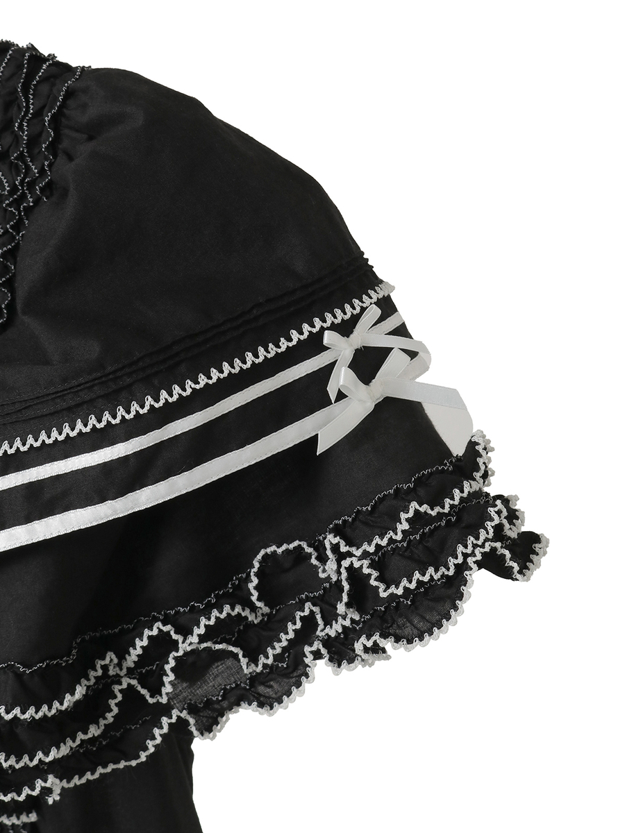 さくらんぼモチーフ使いフリルワンピース 詳細画像 シロ&times;アカ 8