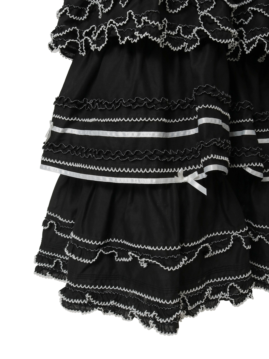 さくらんぼモチーフ使いフリルワンピース 詳細画像 シロ&times;アカ 9