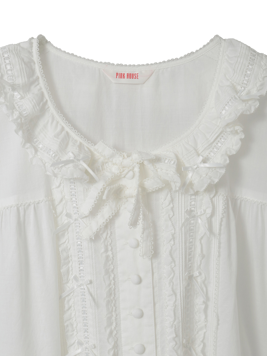 ミニリボンいっぱいティアードワンピース 詳細画像 シロ 10