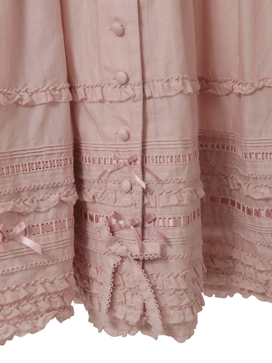 ミニリボンいっぱいティアードワンピース 詳細画像 シロ 15