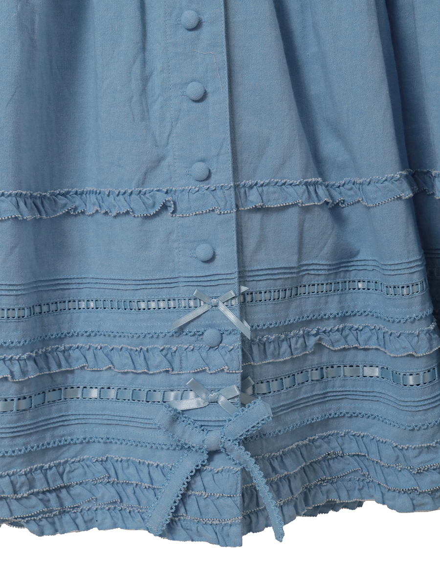 ミニリボンいっぱいティアードワンピース 詳細画像 シロ 6