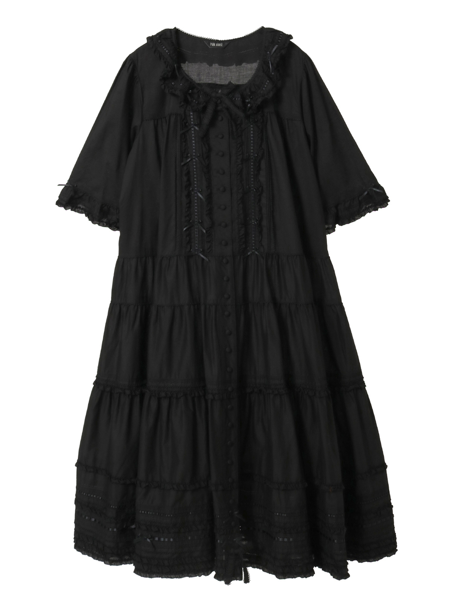 ミニリボンいっぱいティアードワンピース 詳細画像 クロ 1